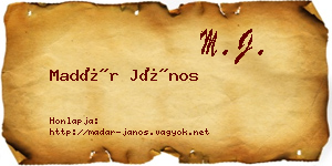 Madár János névjegykártya