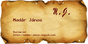 Madár János névjegykártya